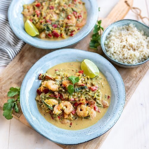 Thaise curry garnalen met kokos